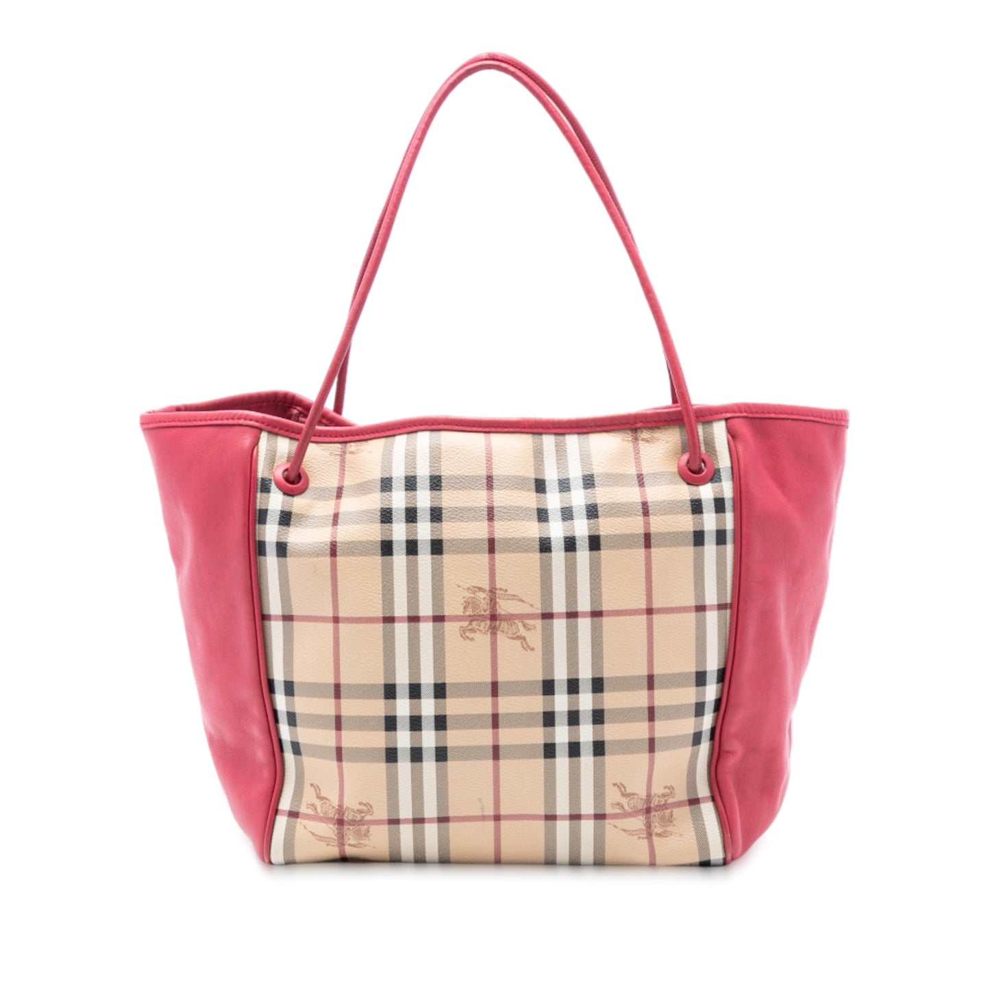 Burberry Small Leather Trimmed Haymarket Check Coated Canvas Canterbury Tote