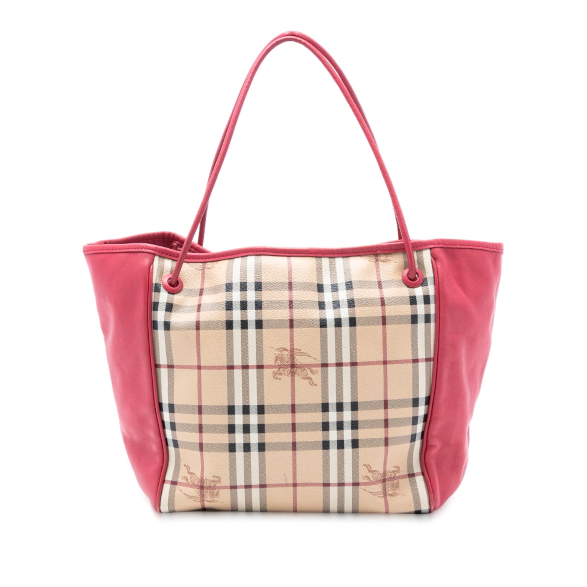 Burberry Small Haymarket Check Coated Canvas and Leather Canterbury Tote