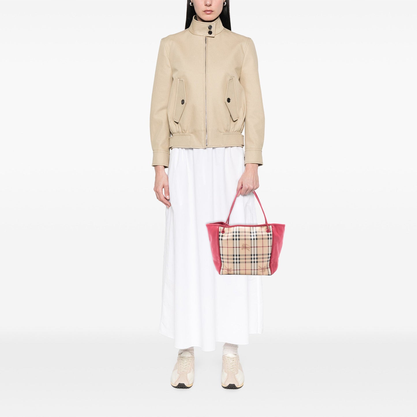 Burberry Small Leather Trimmed Haymarket Check Coated Canvas Canterbury Tote
