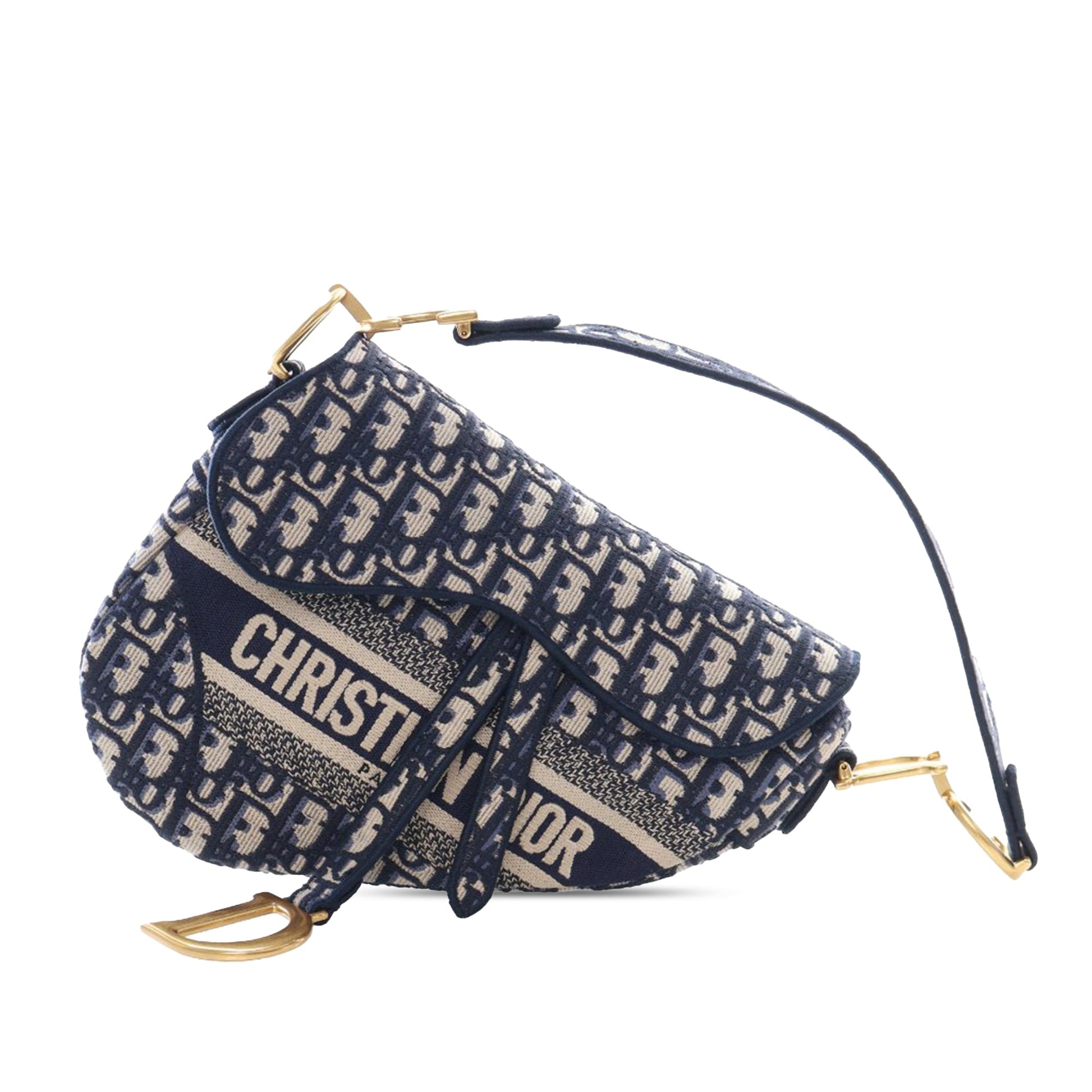 Dior Oblique Embroidered Canvas Saddle Bag
