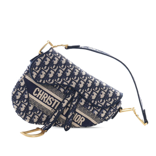 Dior Oblique Embroidered Canvas Saddle Bag