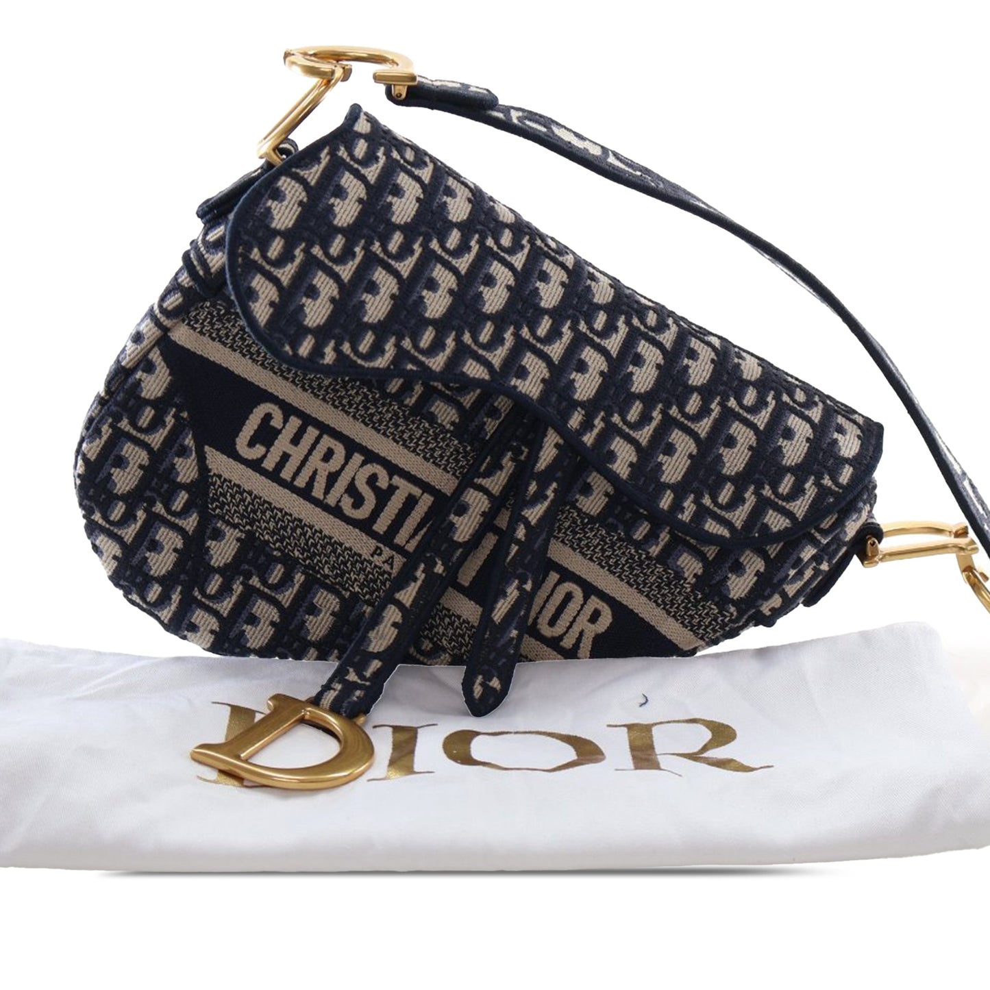 Dior Oblique Embroidered Canvas Saddle Bag