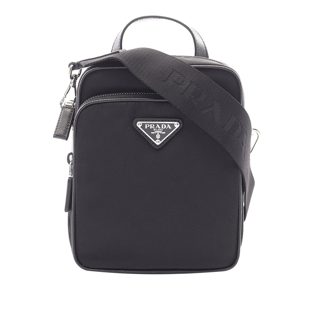 Prada Saffiano Trimmed Tessuto Satchel