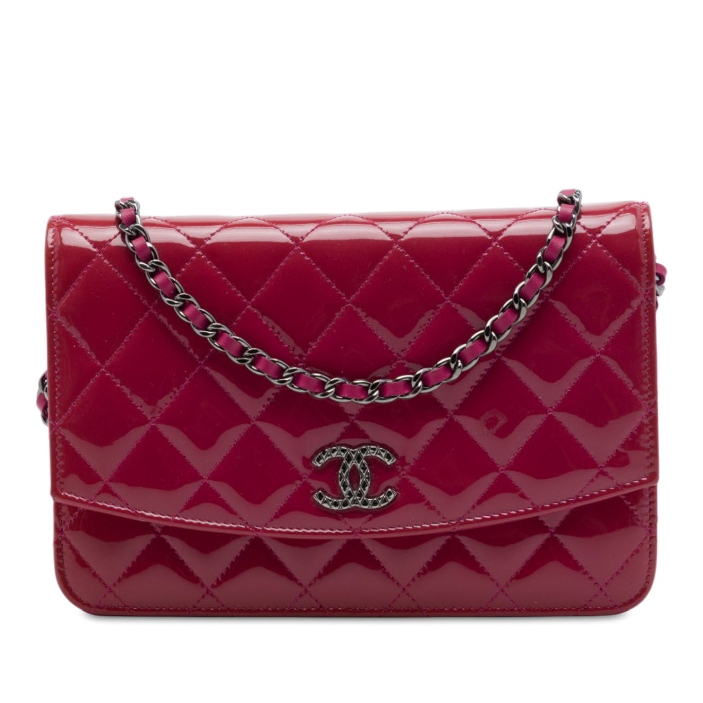 Chanel CC Quilted Patent Brilliant Wallet On Chain