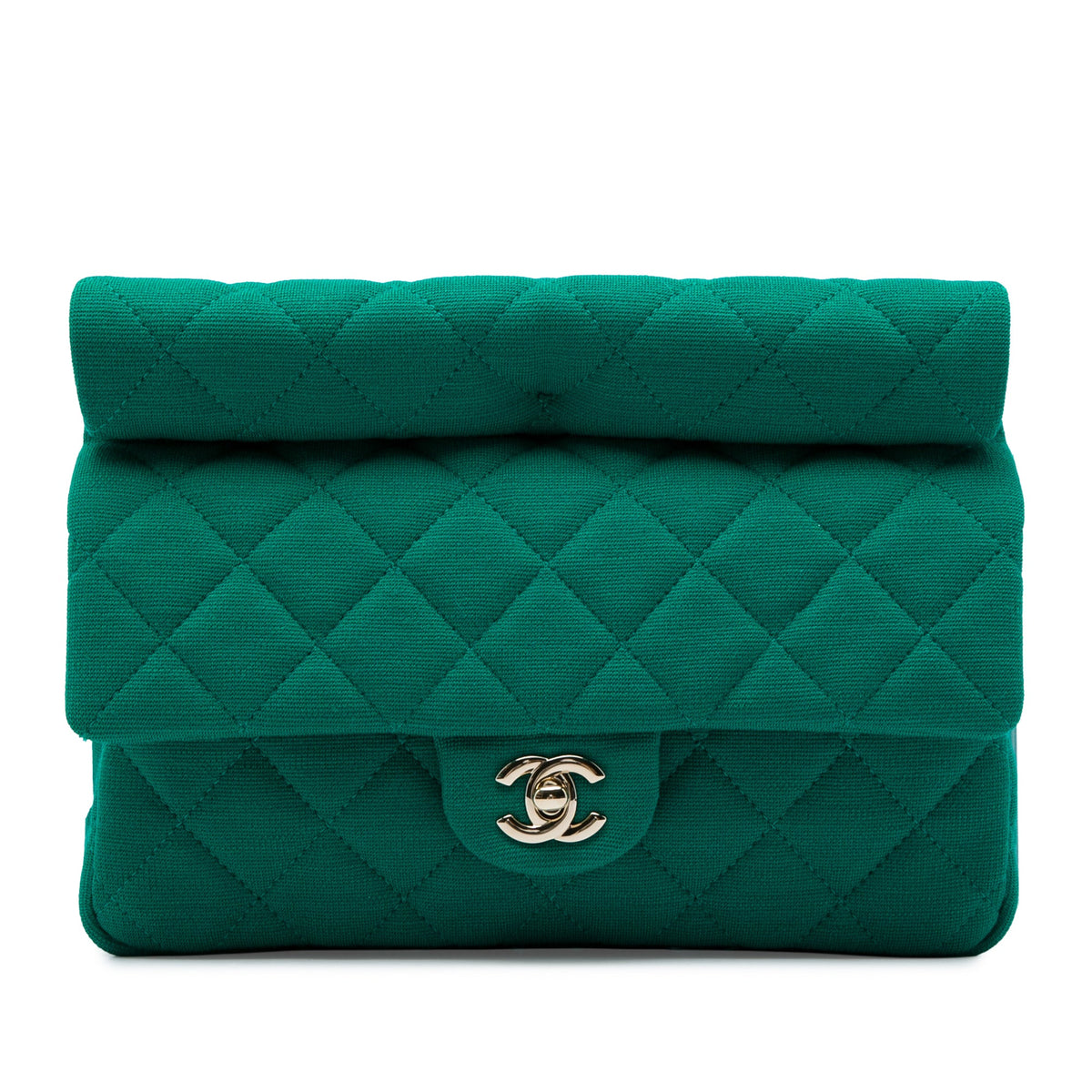 Chanel CC Quilted Jersey Roll Clutch