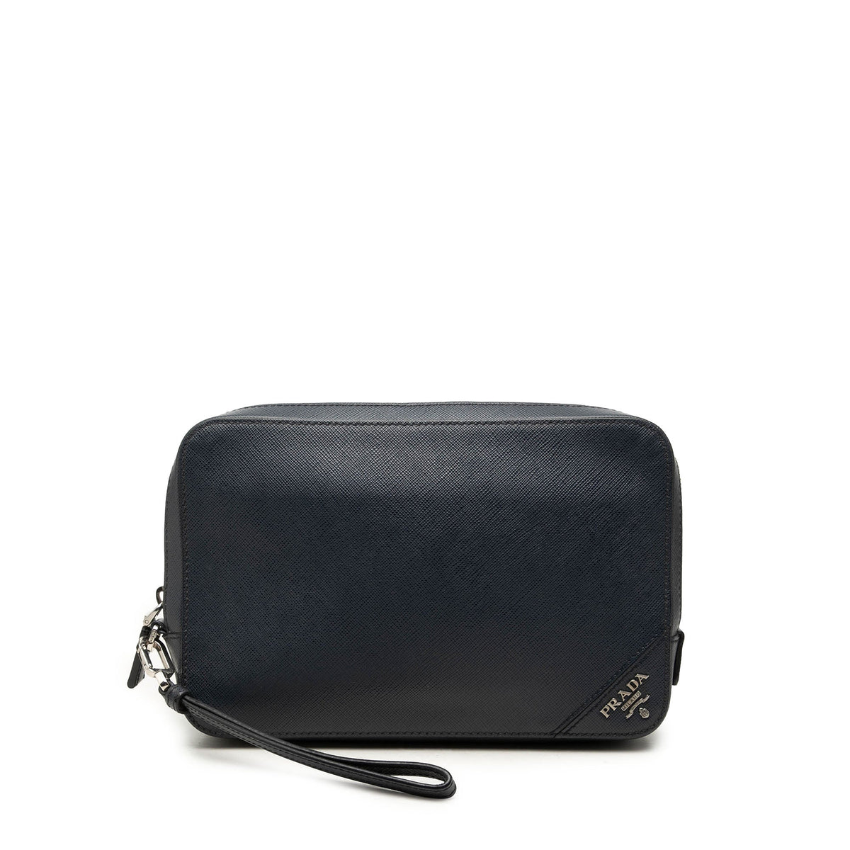 Prada Saffiano Wristlet Clutch — Blue