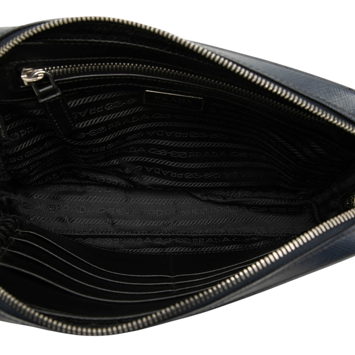 Prada Saffiano Wristlet Clutch — Blue