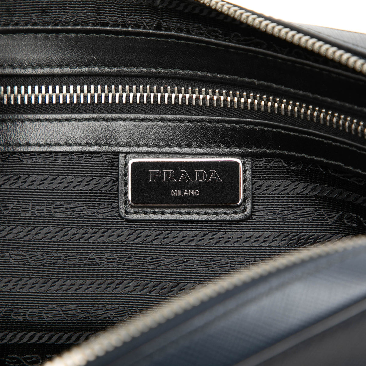 Prada Saffiano Wristlet Clutch — Blue