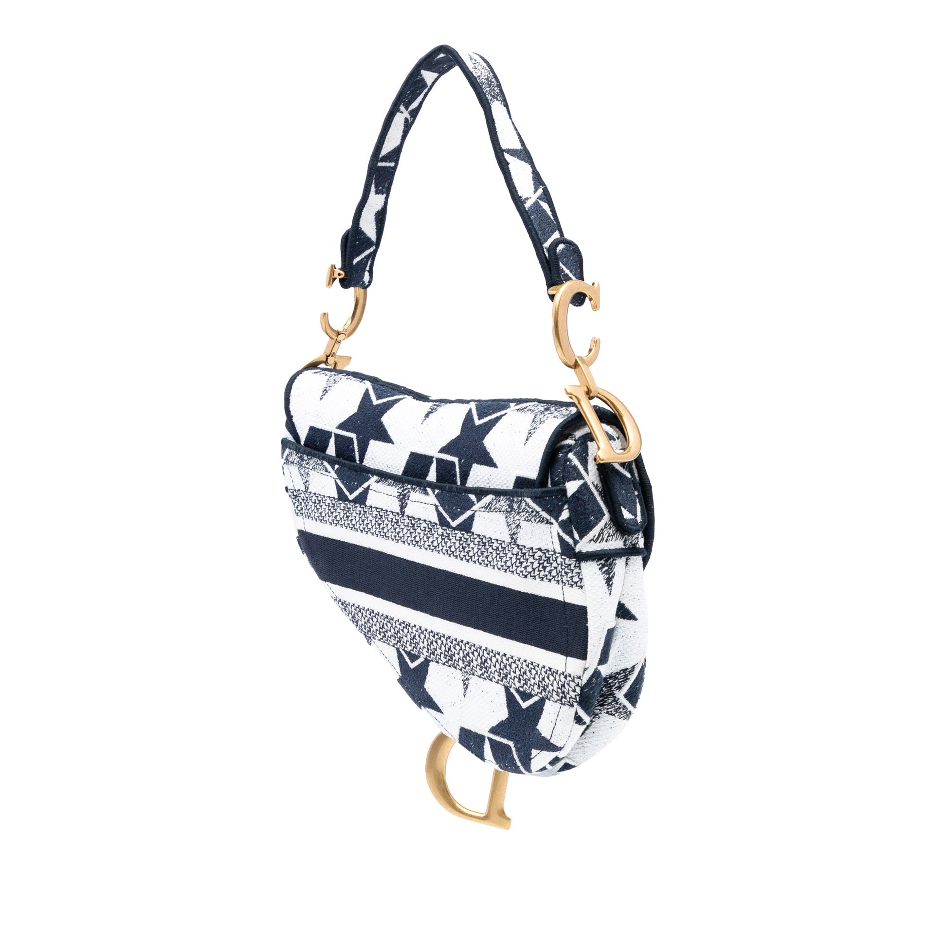 Dior Embroidered Canvas Stars Saddle Bag