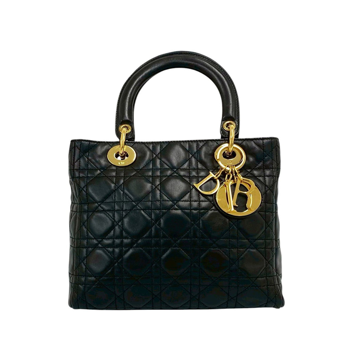 Dior Medium Lambskin Cannage Lady Dior — Black