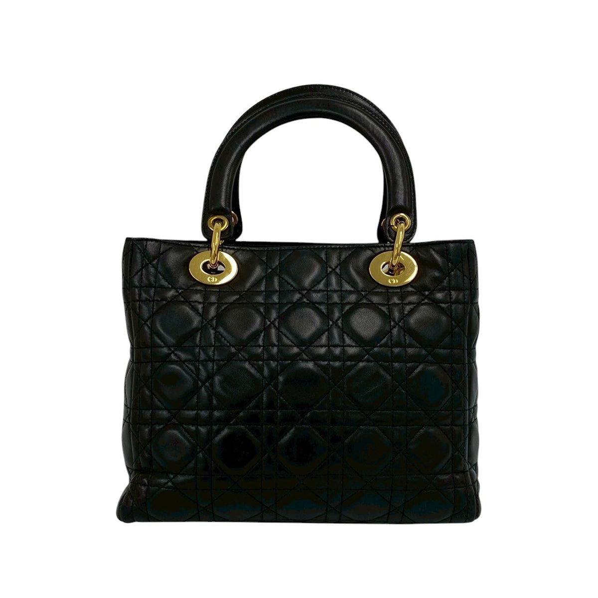 Dior Medium Lambskin Cannage Lady Dior — Black