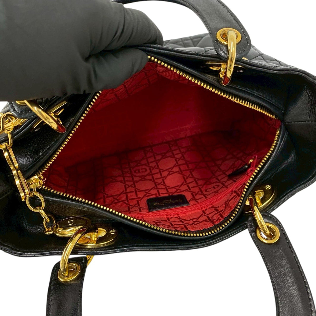 Dior Medium Lambskin Cannage Lady Dior — Black