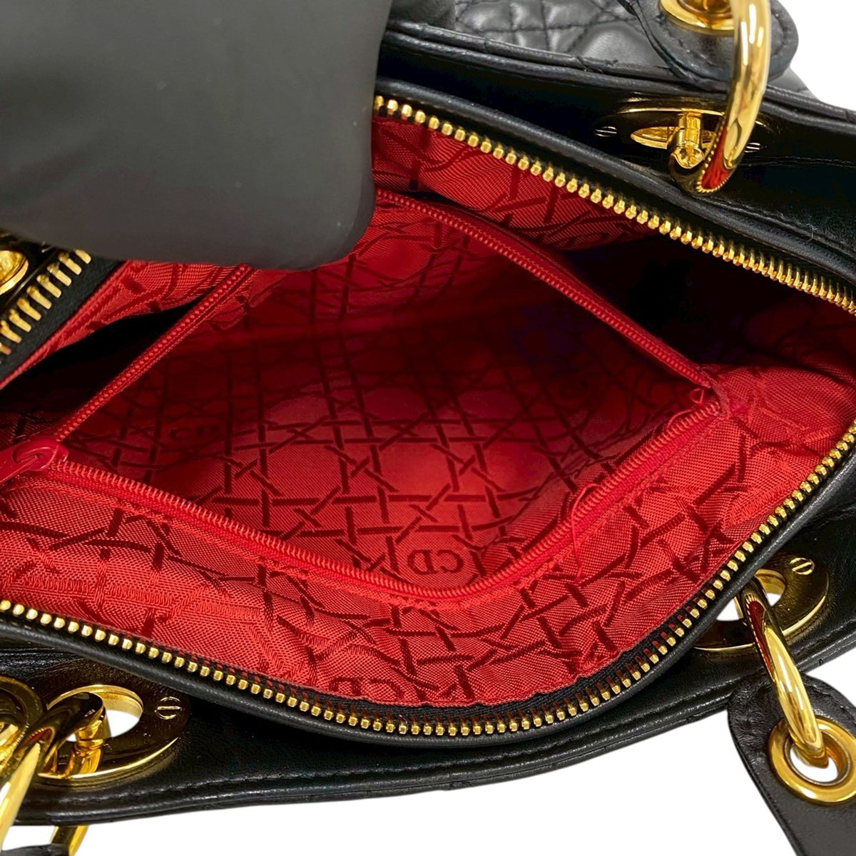 Dior Medium Lambskin Cannage Lady Dior — Black