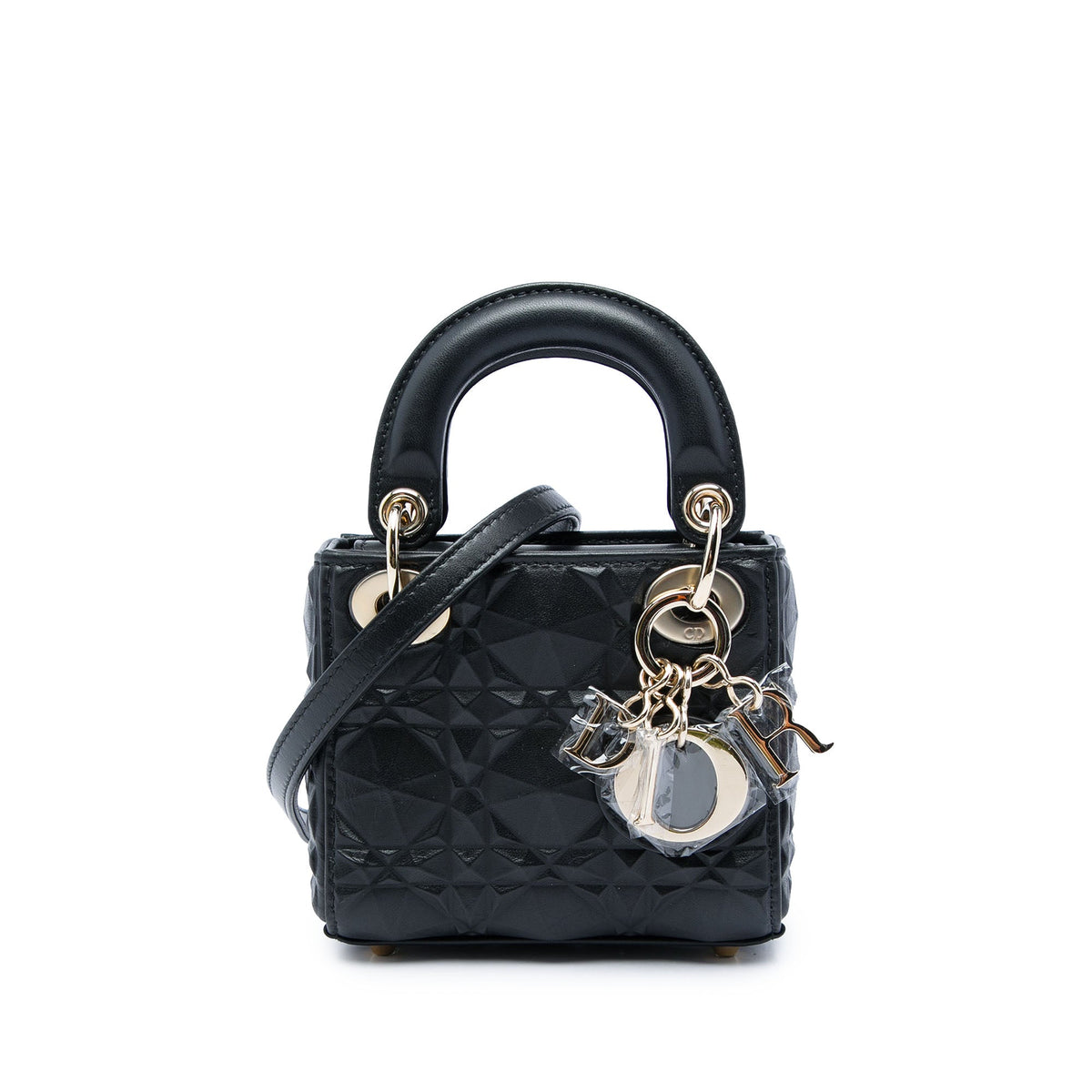 Dior Micro Calfskin Cannage Diamond Lady Dior — Black