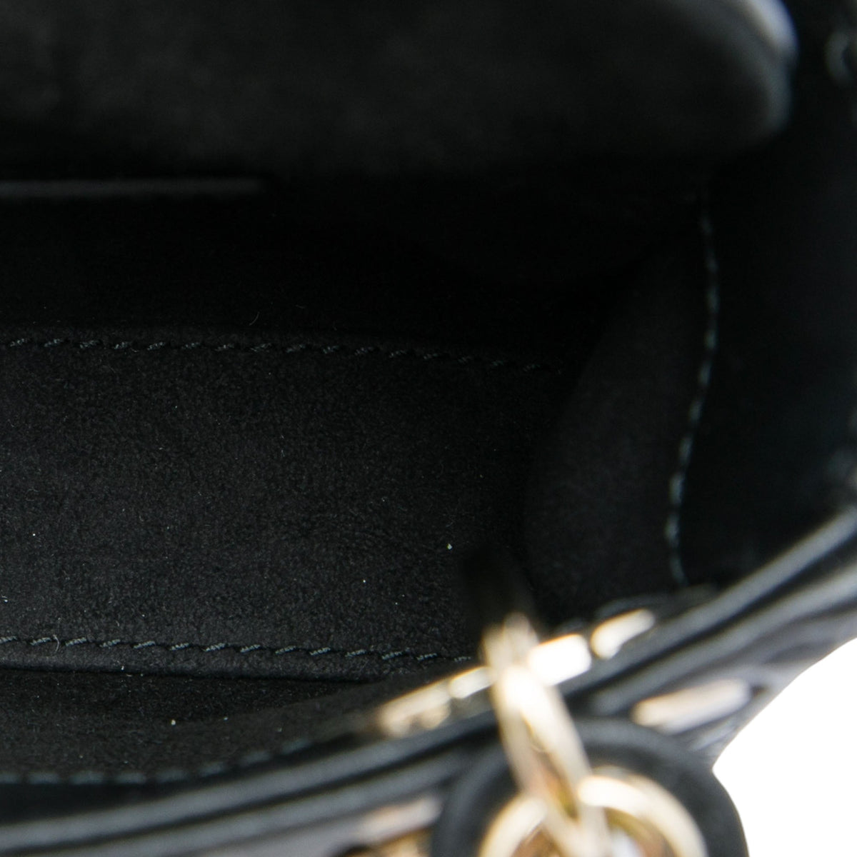 Dior Micro Calfskin Cannage Diamond Lady Dior — Black