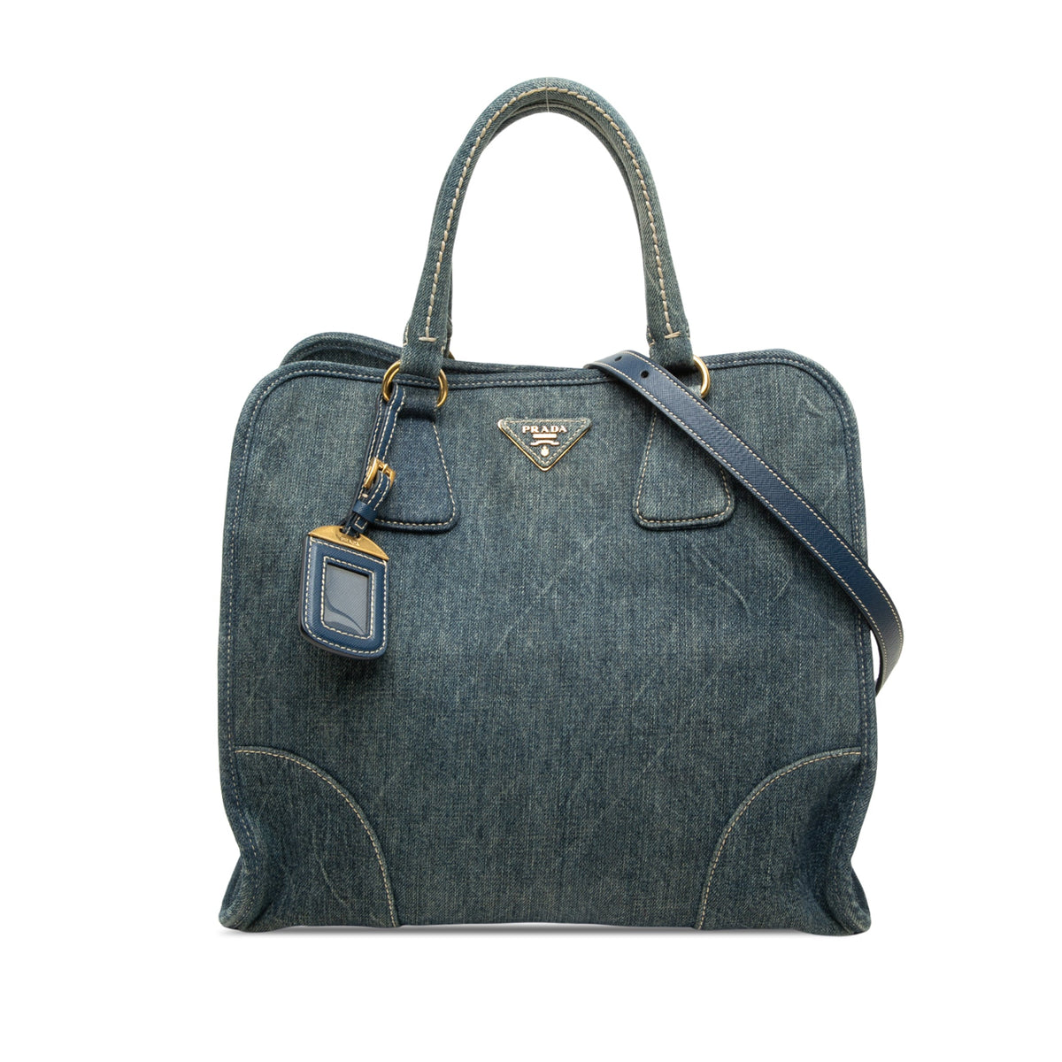 Prada Denim Open Convertible Tote — Blue
