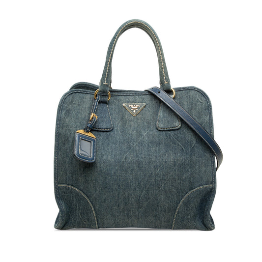Prada Denim Open Convertible Tote — Blue