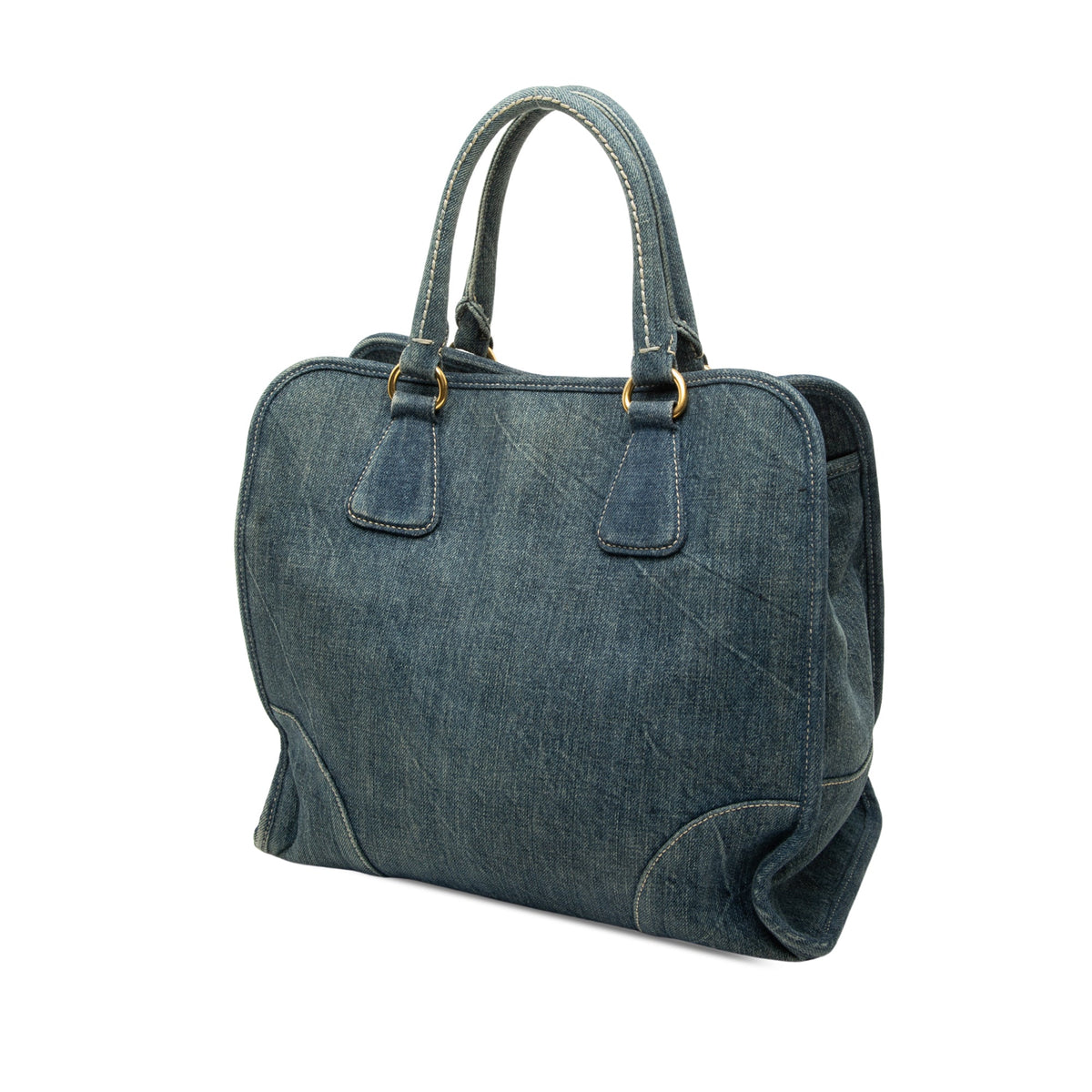 Prada Denim Open Convertible Tote — Blue