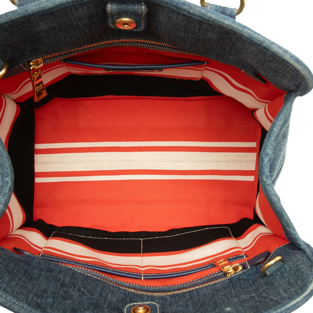 Prada Denim Open Convertible Tote — Blue