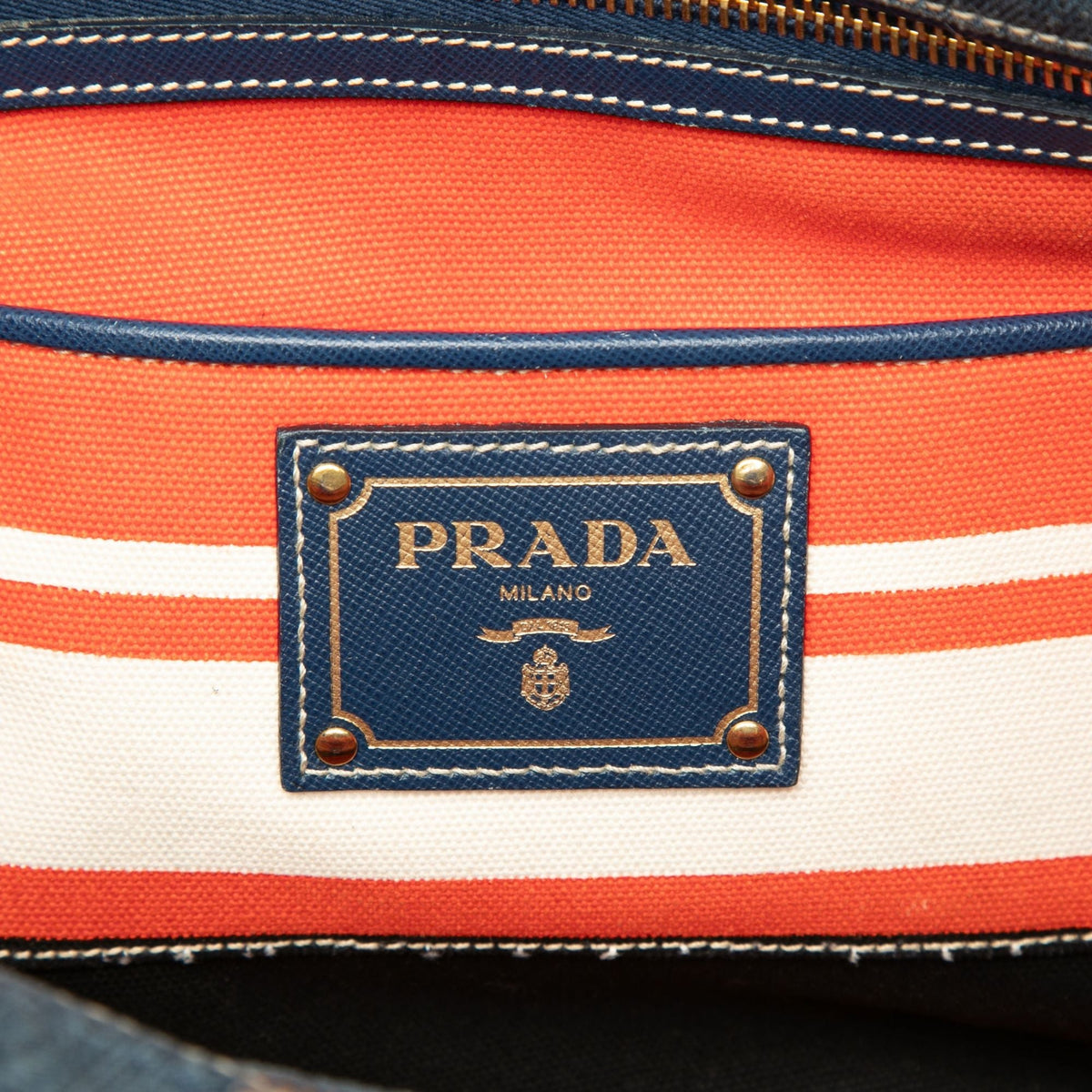 Prada Denim Open Convertible Tote — Blue