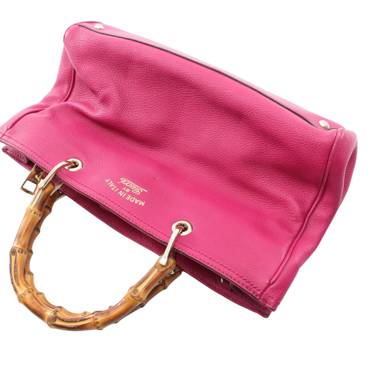 Gucci Medium Calfskin Bamboo Shopper Satchel — Pink
