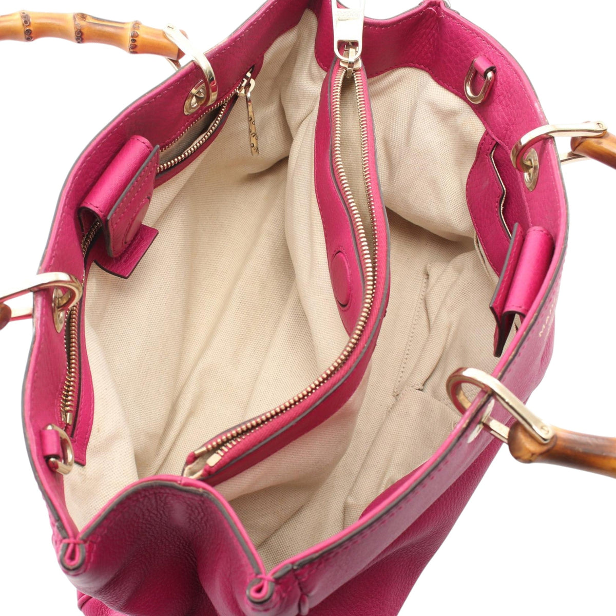 Gucci Medium Calfskin Bamboo Shopper Satchel — Pink