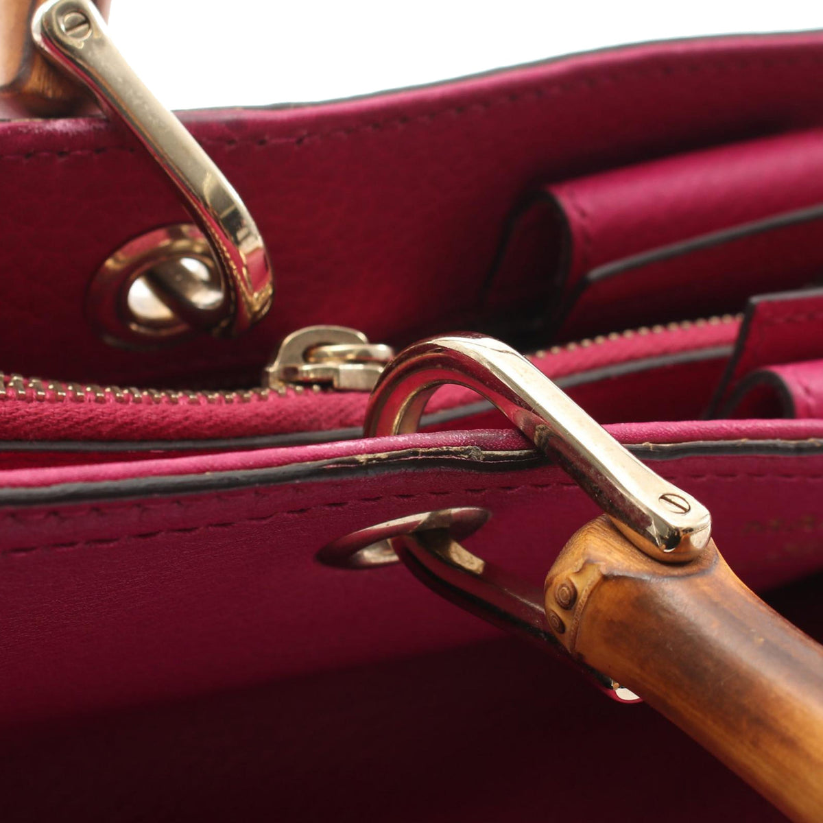 Gucci Medium Calfskin Bamboo Shopper Satchel — Pink