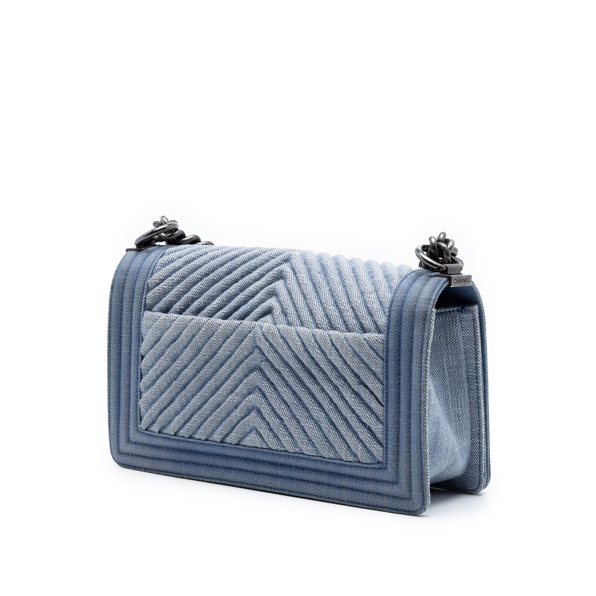 Chanel Old Medium Chevron Denim Boy Flap