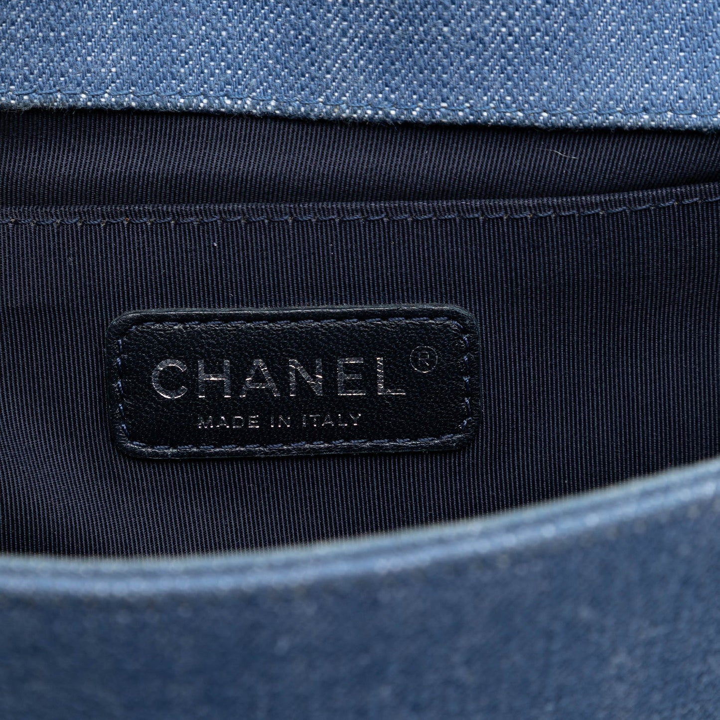 Chanel Old Medium Chevron Denim Boy Flap