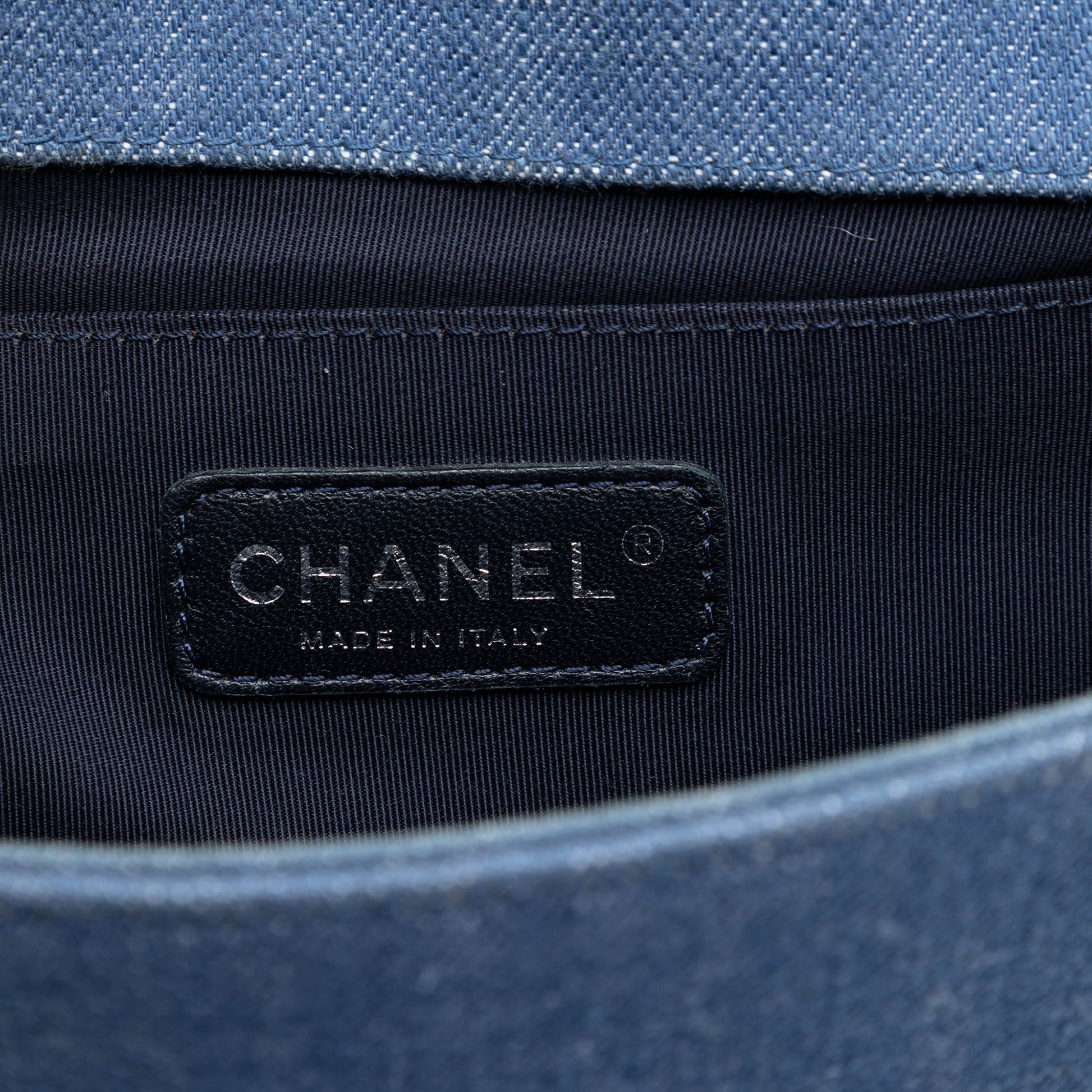Chanel Old Medium Chevron Denim Boy Flap