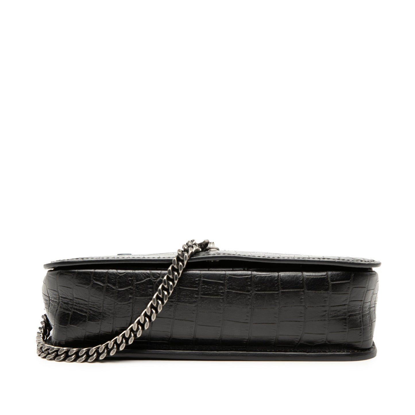 Medium Croc Embossed Leather Charlotte Messenger Bag