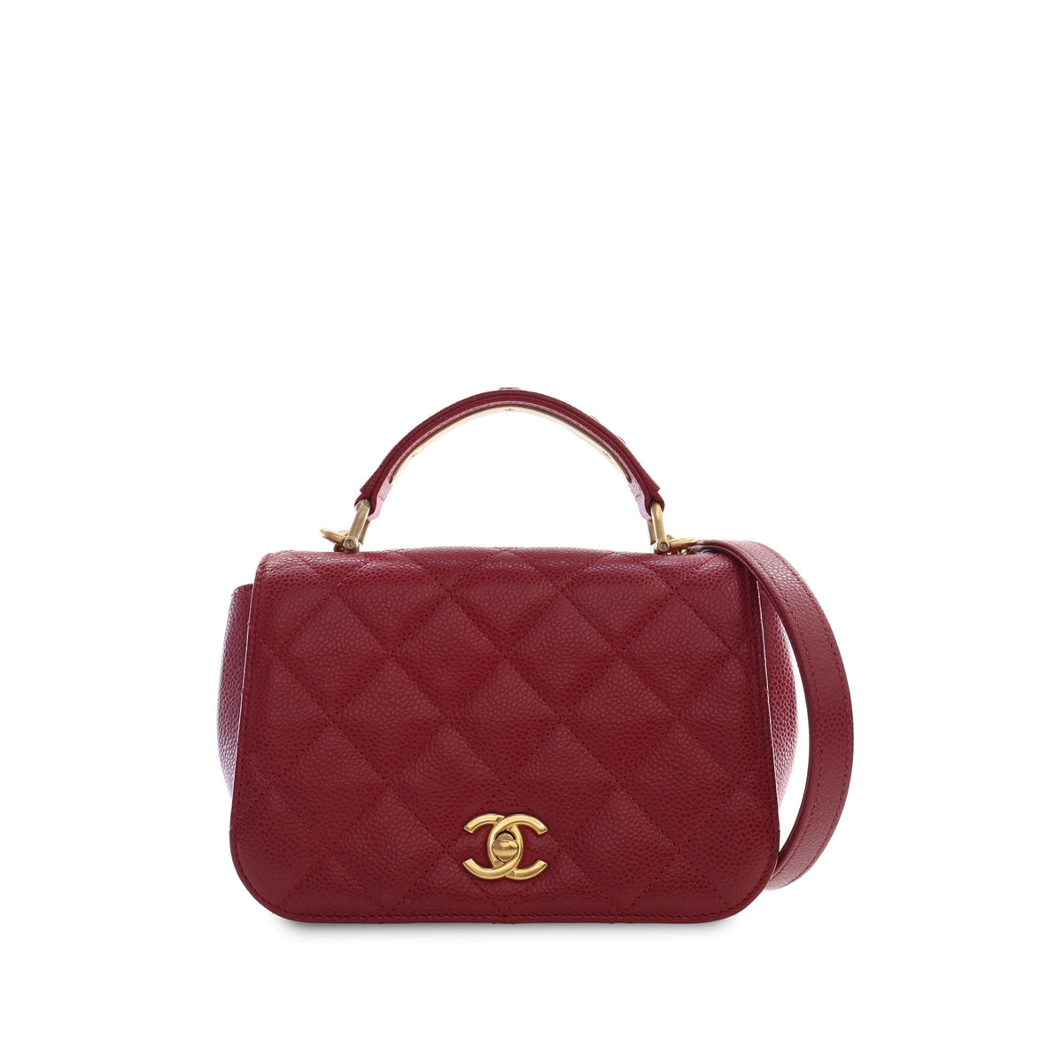 Chanel Mini Quilted Lambskin Carry Chic Flap — Red