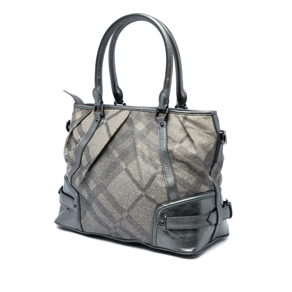 Burberry Glitter Smoke Check Canvas Check Satchel