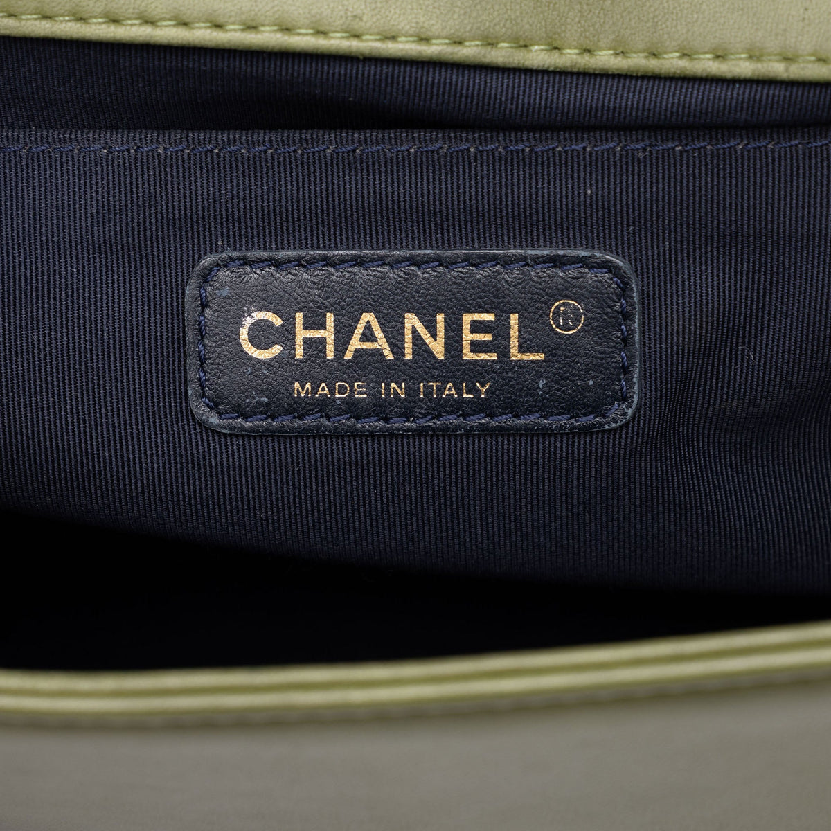 Chanel Old Medium Tweed and Velvet Boy Flap — Green