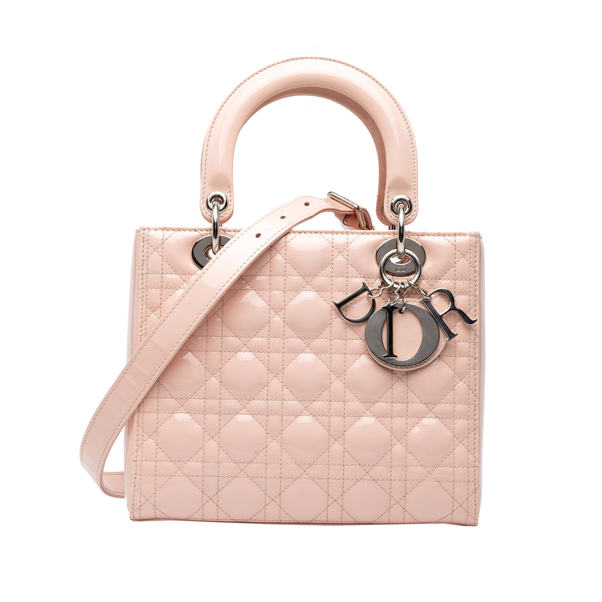 Dior Medium Patent Cannage Lady Dior — Pink
