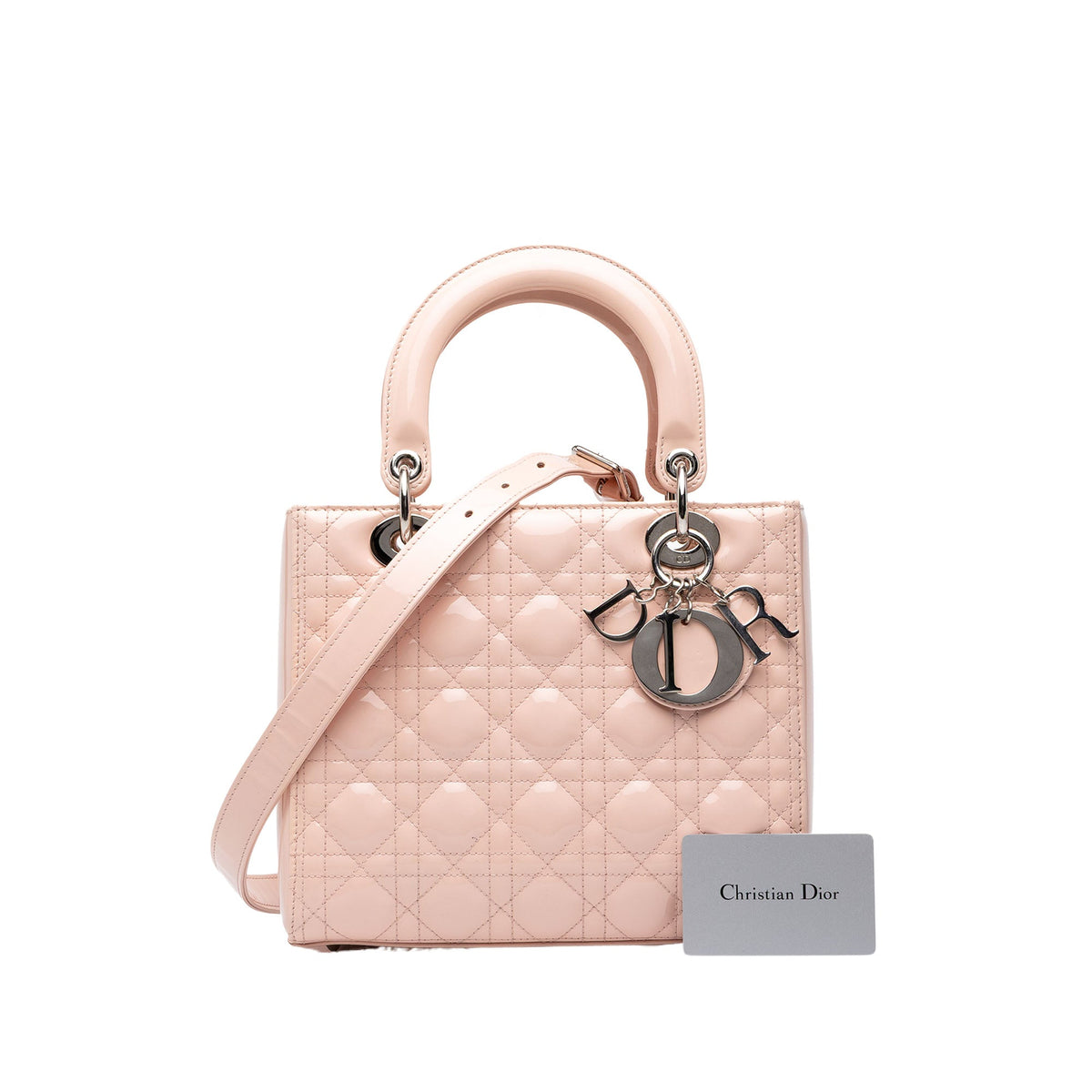 Dior Medium Patent Cannage Lady Dior — Pink