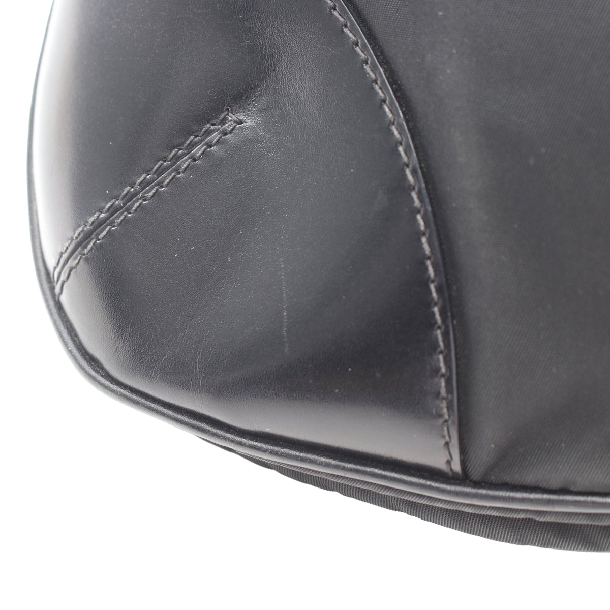 Prada Vitello Trimmed Tessuto Crossbody — Black