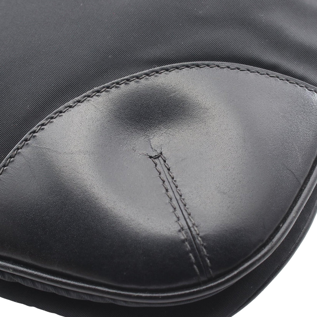 Prada Vitello Trimmed Tessuto Crossbody — Black