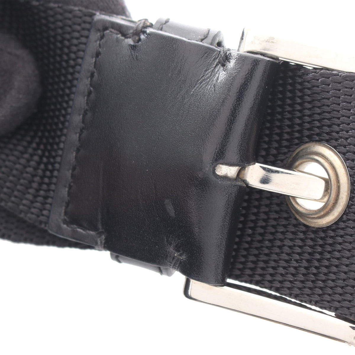 Prada Vitello Trimmed Tessuto Crossbody — Black
