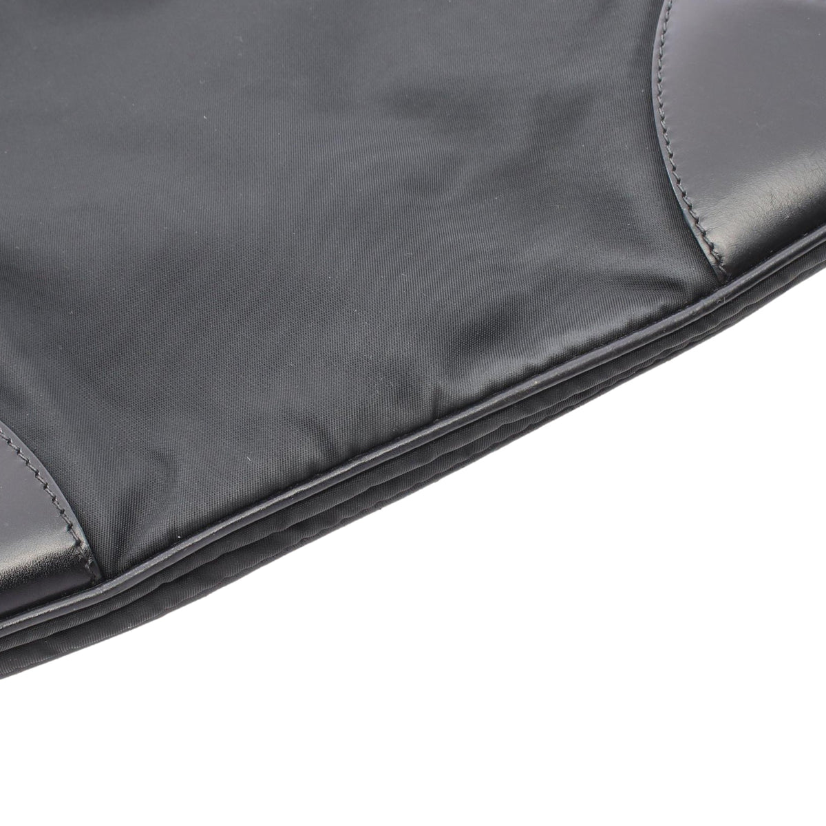 Prada Vitello Trimmed Tessuto Crossbody — Black