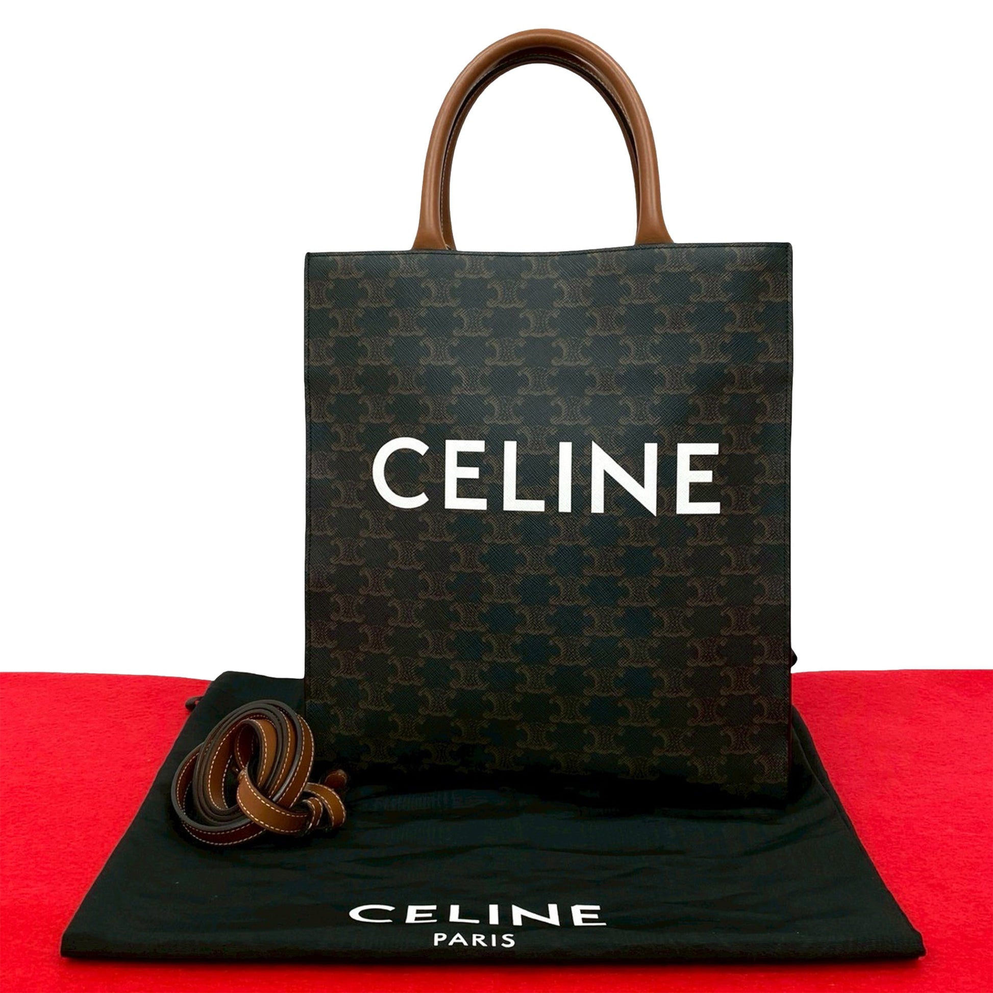 Celine Small Triomphe Coated Canvas Vertical Cabas Tote