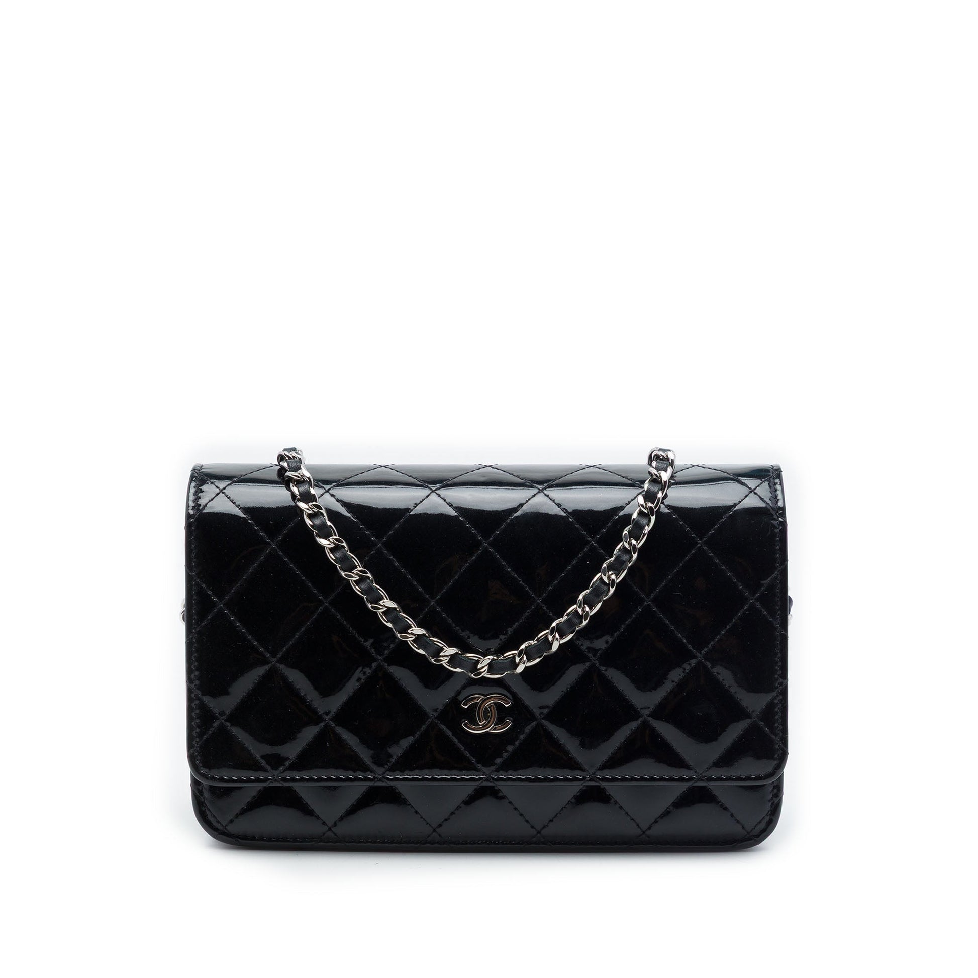 Chanel CC Quilted Patent Wallet On Chain