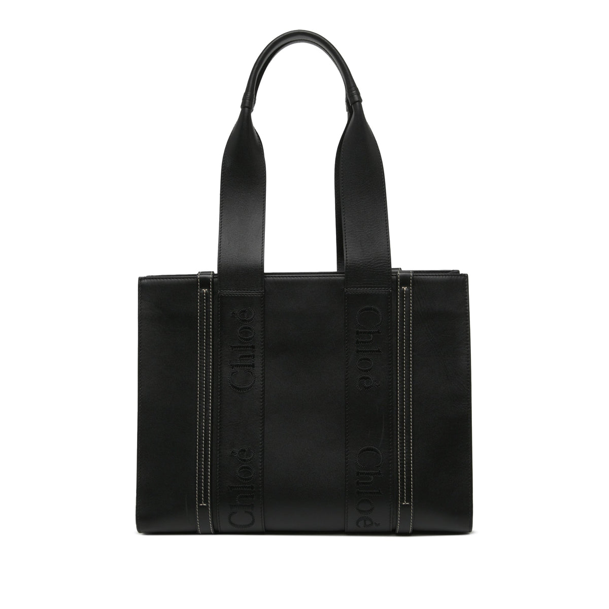 Chloé Medium Calfskin Woody Tote — Black
