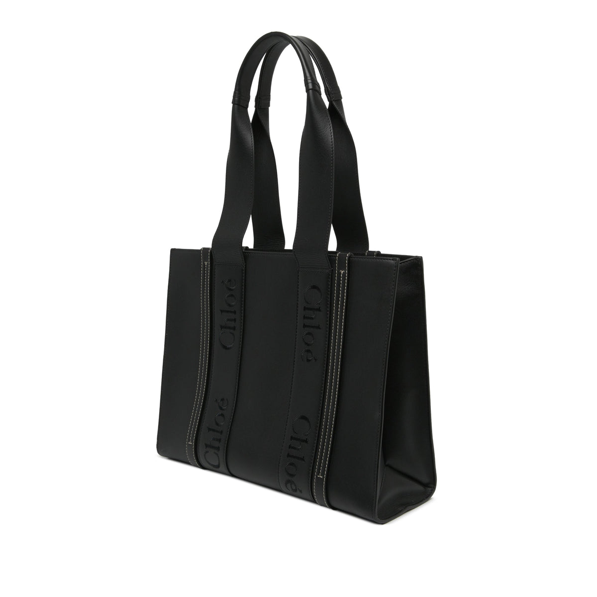 Chloé Medium Calfskin Woody Tote — Black