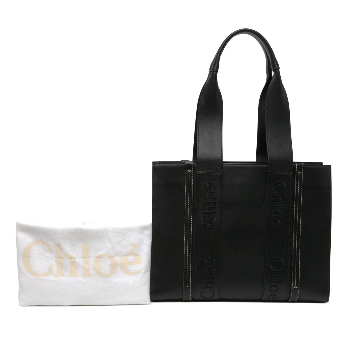 Chloé Medium Calfskin Woody Tote — Black