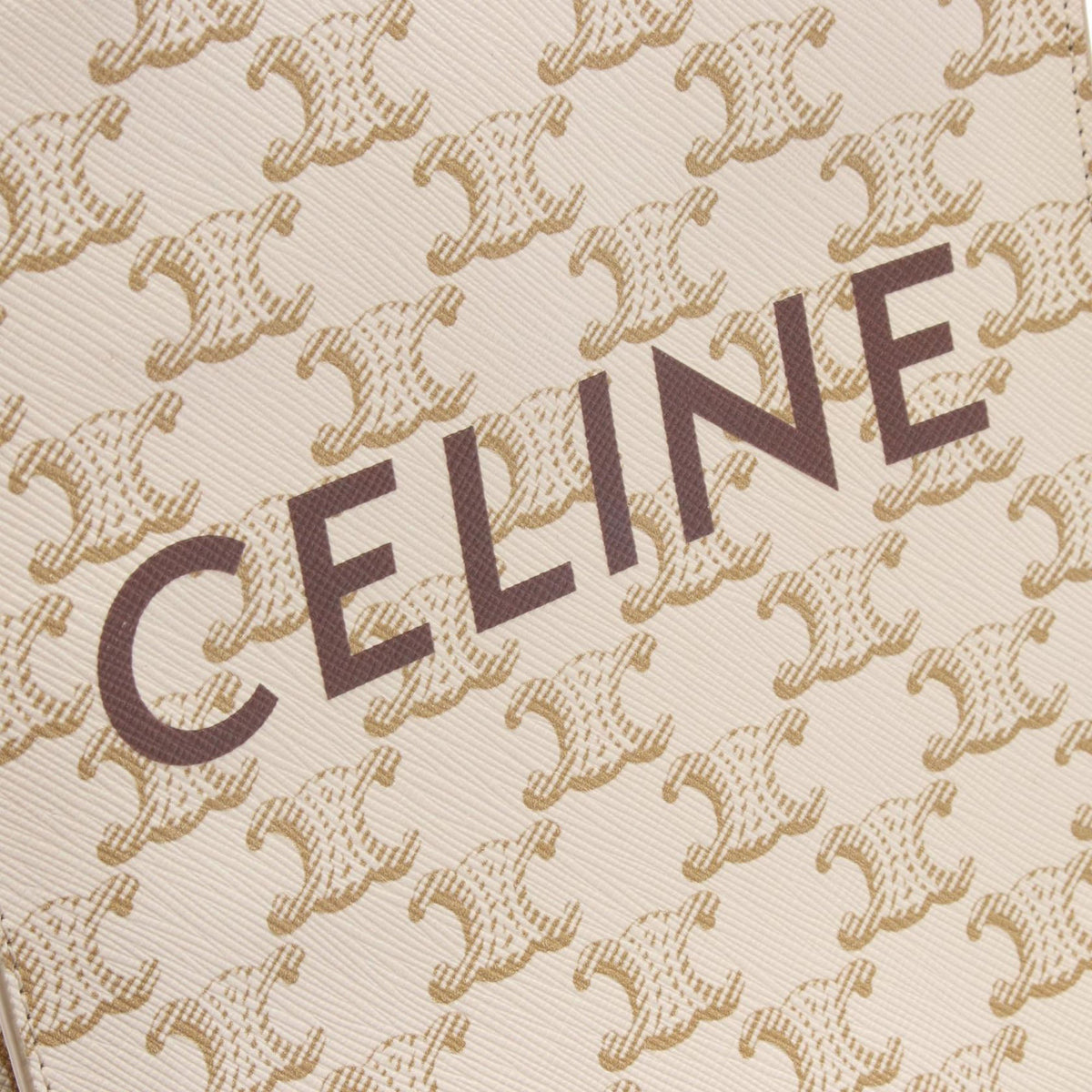 Celine Mini Triomphe Coated Canvas Vertical Cabas Satchel — White