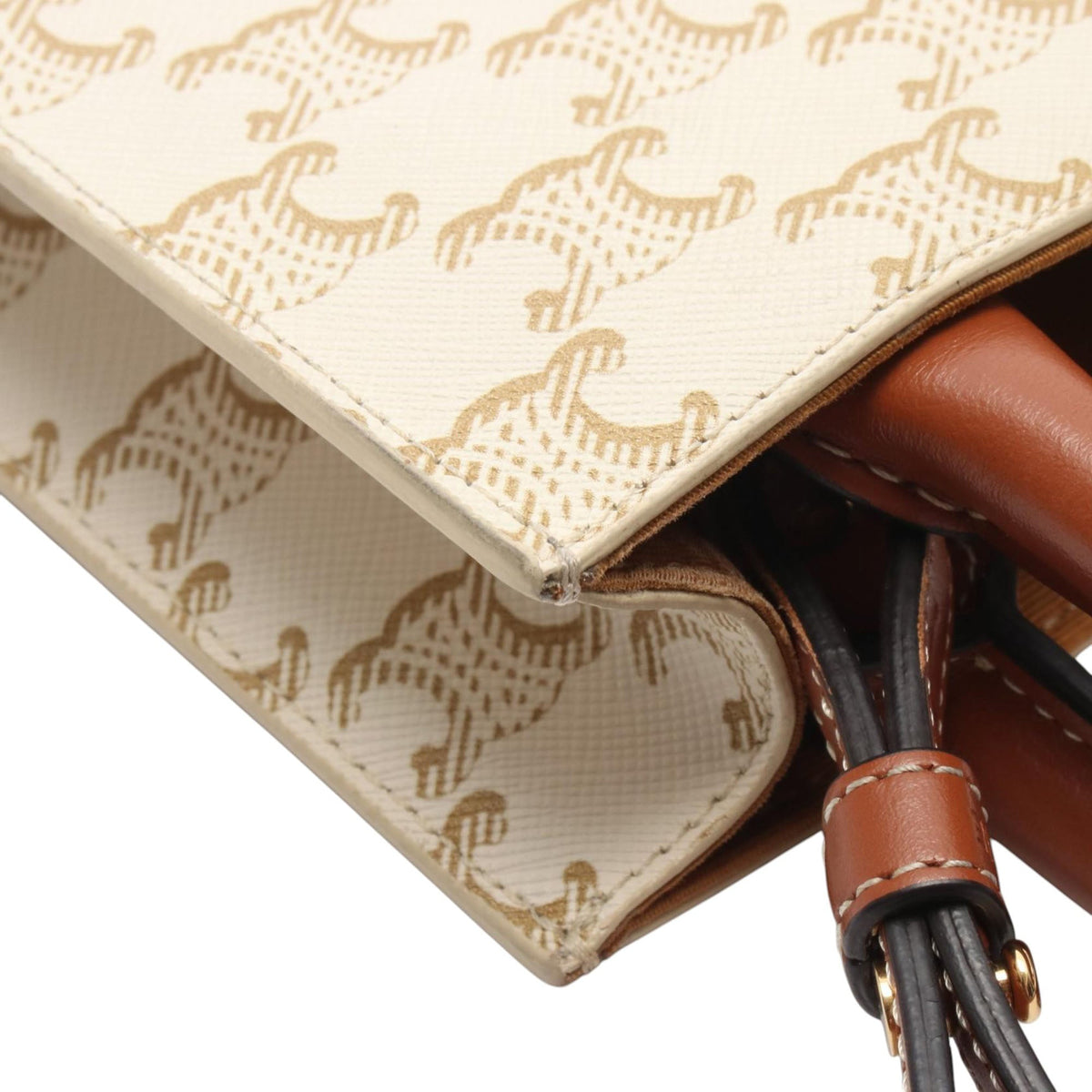 Celine Mini Triomphe Coated Canvas Vertical Cabas Satchel — White