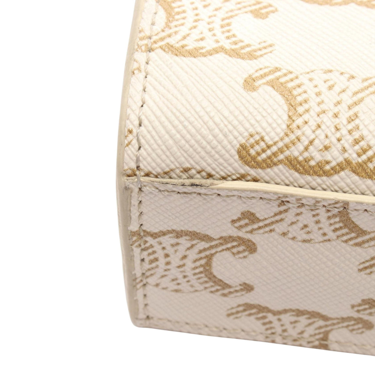 Celine Mini Triomphe Coated Canvas Vertical Cabas Satchel — White