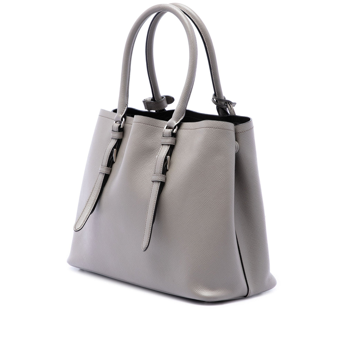 Prada Medium Saffiano Cuir Double Handle Satchel — Gray