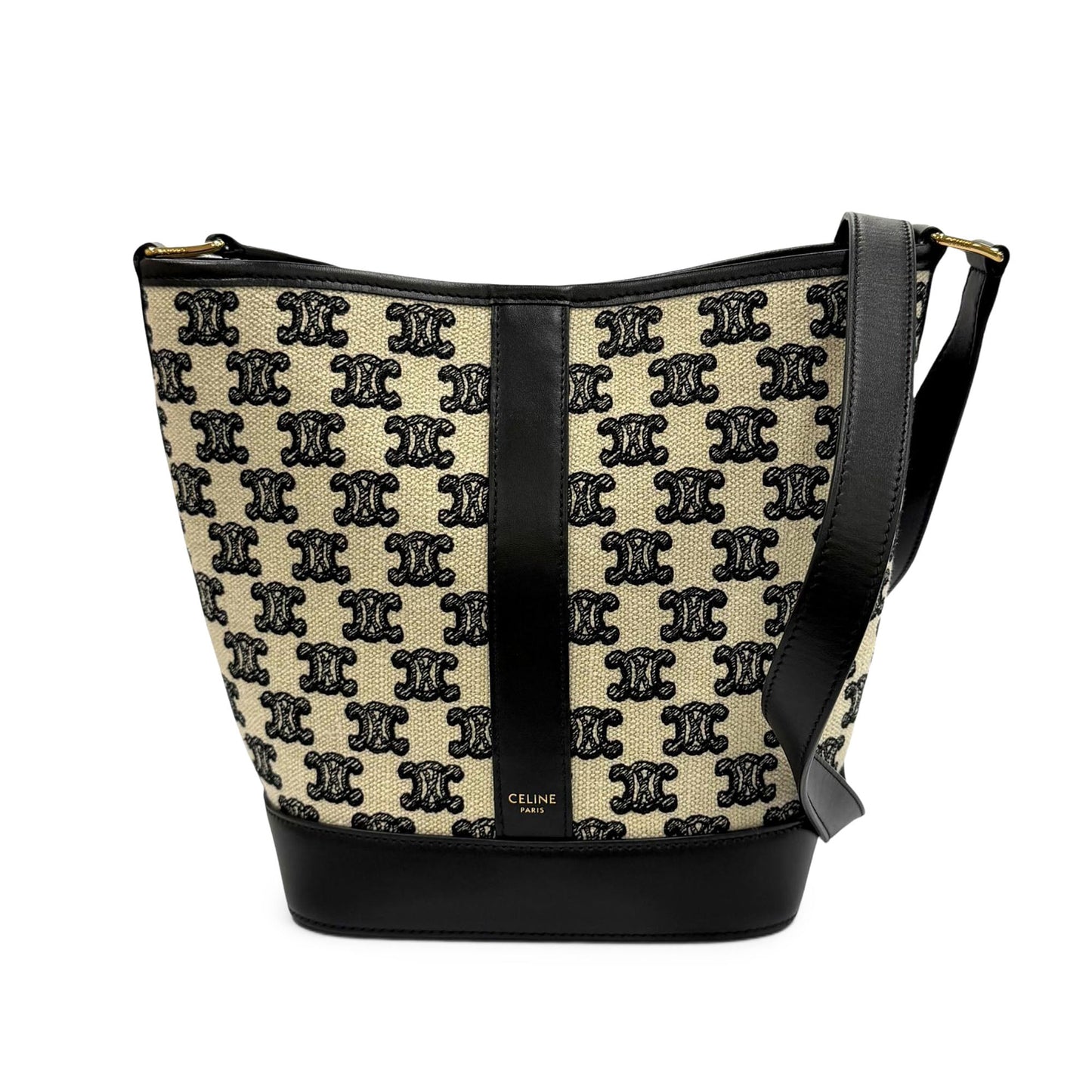 Celine Small Triomphe Embroidered Canvas Bucket Bag